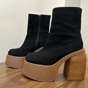 Urban outfitters platform suede black boots